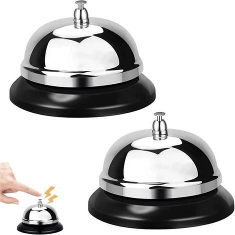 SABIR-2 horloges de table, sonnette d'appel en acier inoxydable, horloge de table en métal, horloge de réception argentée, horloge de service (1/4)