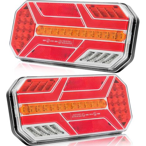2PCS Feux Arrières de Remorque LED 7Fonction 12/24V Feux Remorque Ensemble Feux de Brouillard Feux de Recul,Éclairage de Plaque Feu Arrière Étanche Imperméable (1/5)