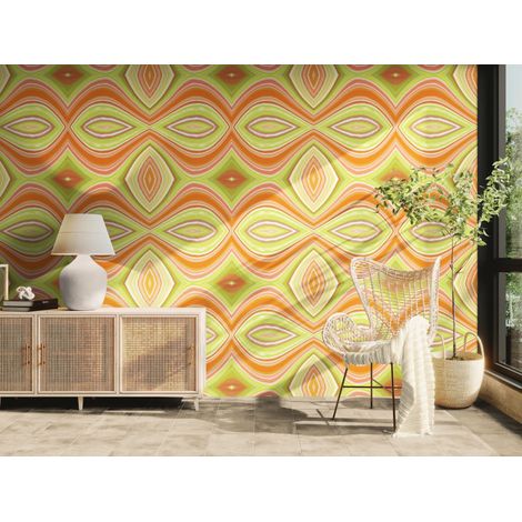 Papier peint Abstrait – Motif rétro ondulé - 150 x 250 cm (1/2)