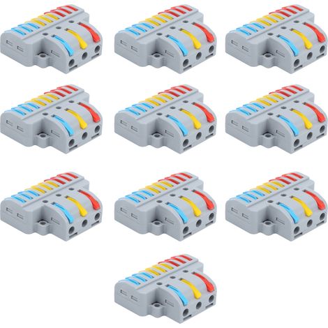 Connecteur électrique LT-933, répartiteur 3 entrées 9 sorties, bornier de jonction rapide sans rail, lot de 10 pièces, pour câblage domestique et industriel. (1/5)