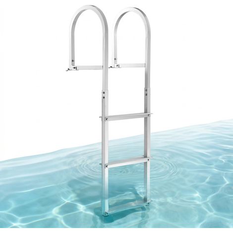 Échelle de quai 3 marches amovible échelle de ponton en alliage d'aluminium, grande capacité de charge 500 lb 226 kg, grandes pédales 78 mm pour embarquement à bord de bateaux, lacs, piscines (1/5)