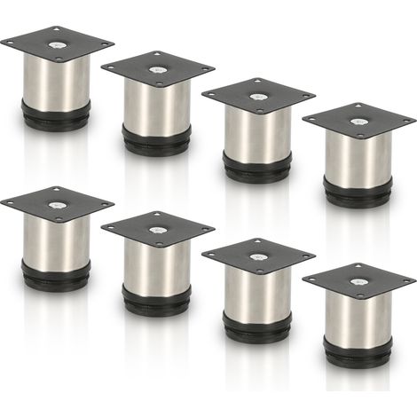 Wolketon 4pcs Mobili Piedi Piedi regolabili in acciaio inox 50 mm Piede regolabile argento