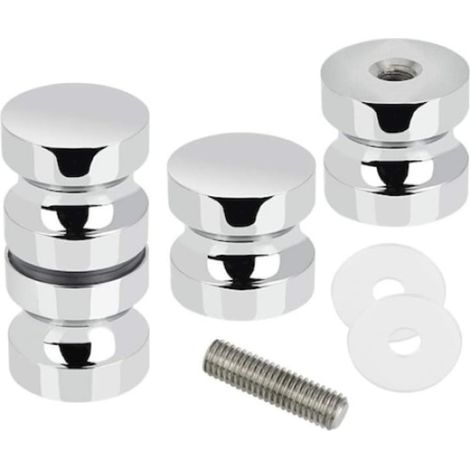 Ensemble de 2 poignées à bouton-poussoir pour cabine de douche, argent, acier inoxydable