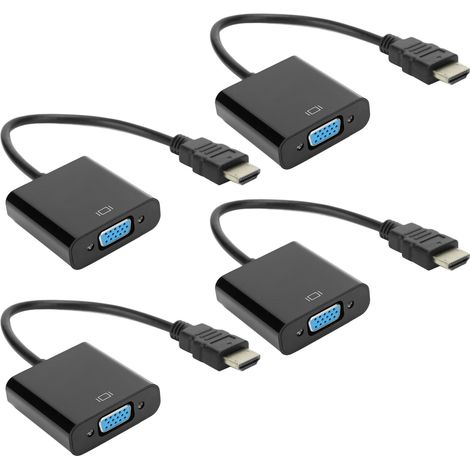 Lot de 4 câbles adaptateurs HDMI vers VGA pour ordinateur portable, lecteur DVD, PS3/Xbox 360, vidéo 1080p et TVHD. (1/5)