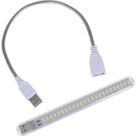 Lampe de Table LED USB Étendue Mini Lampe Portable à Ampoule LED Blanche Alimentation USB Poteau Métallique Allongé pour Éclairage de Clavier Veilleuse Bureau Chambre