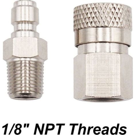 Raccord Rapide PcP - 8 mm - Filetage NPT 1/8 Pouces - Pour Ligne de Gaz Sous Pression Réduite - Lot Complet Mâle et Femelle (1/5)