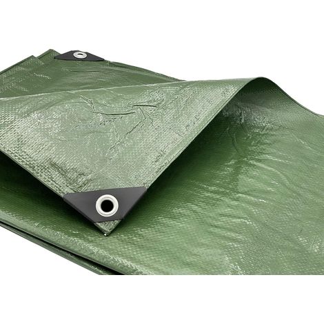 Bâche imperméable 3 x 5 m Vert 110 g/m² avec anneaux métalliques - Protection multifonction (1 pièce, 3 x 5 m) (1/5)