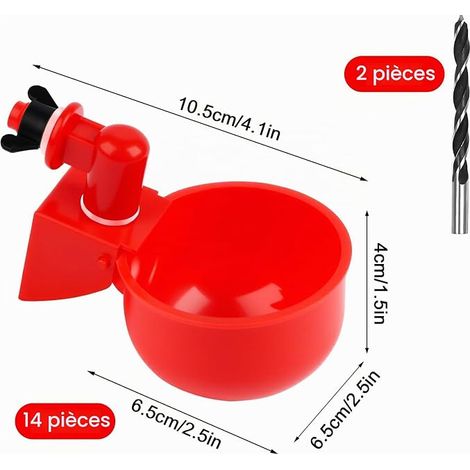 Drinking Trough for Hens and 2 Drills  Waterproof Chicken Water Dispenser for Chicken Duck, Goose and Turkey (1/4)