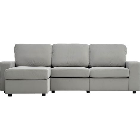 Sofá esquinero con almacenamiento, chaise longue, gris claro, 245,5 cm, muelles ensacados, HOMVRA (1/5)