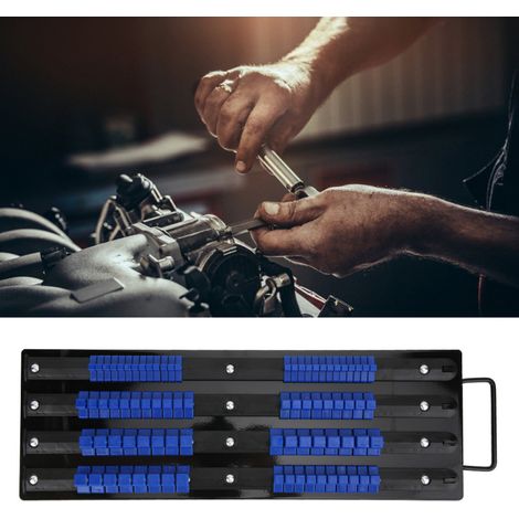 Plateau de rangement multifonction pour douilles 1/2, 3/8 et 1/4 pouce avec 80 clips de fixation (1/5)