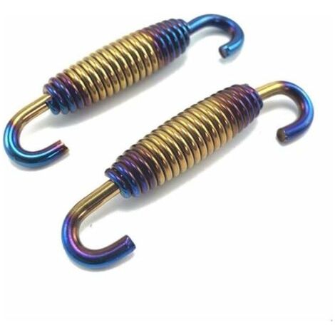 Bleu Ressorts d'échappement, 2 pcs 58mm moto couleur Printemps moto échappement tuyaux moyens Ressorts en acier inoxydable Ressorts pivotant montage Ressorts universels moteurs pièces (1/5)