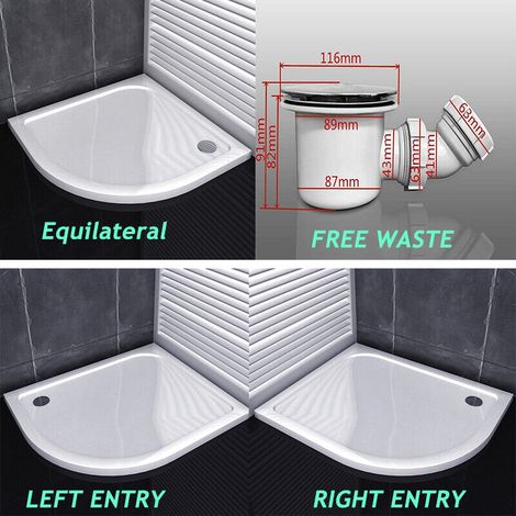 SKY Bathroom 1200x800x30mm Offset Quadrant Walk in Shower Enclosure Stone Tray Left Side (1/5)