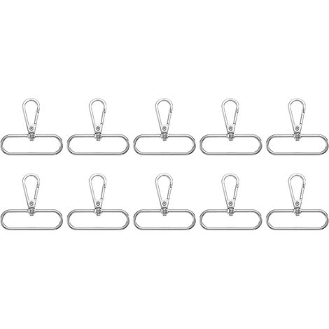 10Pcs Crochet Pivotants, Mousquetons Ovales de 2 Pouces en Métal avec Anneau en Forme de Griffe pour la Fabrication de Sacs à Main, Porte-Clés, Ceintures, Couleur Argent (1/5)