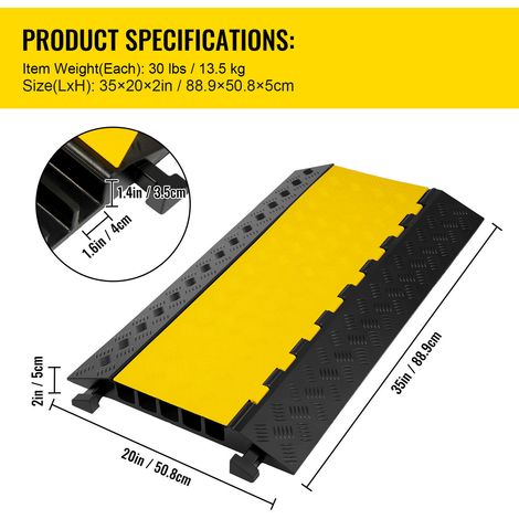 Mophorn 5 Channel Rubber Cable Protectors 66000lbs Heavy Duty Cord Ramp Driveway Traffic Speed Bumps (1/4)