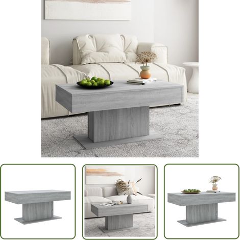 The Living Store Couchtisch Grau Sonoma 96x50x45 cm Holzwerkstoff - Couchtisch - Wohnzimmerstil - Moderner Couchtisch - Grau Sofa Tisch - Holzwerkstoff Möbel (1/5)