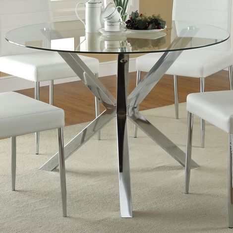 Chic Round Glass Coffee Table with Metal Frame (1/5)