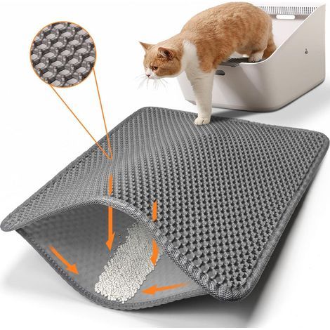 Katzenstreumatte, wasserdicht und urinabsorbierend, kontrolliert die Streuverteilung, reduziert Abfall, leicht zu reinigen, waschbar (1/5)