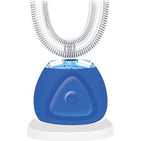 Spazzolino elettrico a forma di U, spazzolini da denti per la pulizia orale, spazzolino elettrico automatico con setole a forma di U, spazzolino sbiancante in silicone (Blu) (1/5)