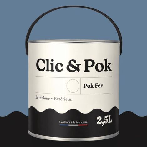 Peinture Fer Antirouille – Métal Extérieur Intérieur, Satinée, Protection Rouille - 2,5L - RAL 5014 - Bleu pigeon