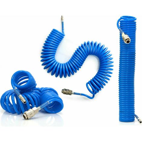 TUBO TUBI ARIA COMPRESSA SPIRALE 15 MT METRI FLESSIBILE COMPRESSORE RACCORDO 141