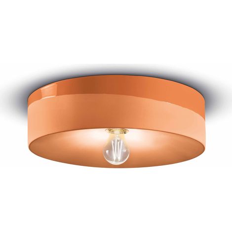 Deckenleuchte Keramik Ø 40 cm Orange E27 rund Retro Design Keramikleuchte