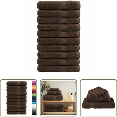 vidaXL Baumwolltuch - Premium Saunatücher SOLUND 10 Stk. Braun 80x200 cm 600 g/m² (1/5)