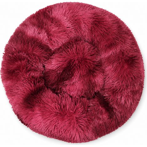Niche ronde en fausse fourrure douce rouge chiné 60 x 50 cm (1/5)