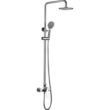 IMEX Duschsäule aus verchromtem Edelstahl und Messing mit extraflachem antikalk Rundkopf Ø20 cm höhenverstellbarem Auszug und Keramik-Kartusche – Modell Luxor BDX023 (1/2)