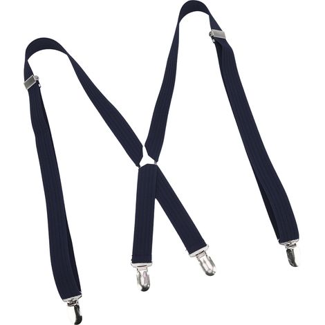 Bretelles pour homme, environ 2,5 x 105 cm, antidérapantes, sûres, durables et robustes, en métal. Convient à de nombreuses occasions : travail, mariage, etc. Couleur : bleu marine. (1/5)