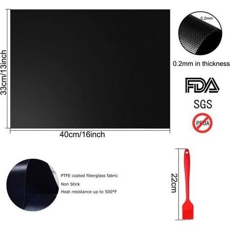 BBQ-Grillmatten – 6er-Pack 40 x 33 cm Antihaft-BBQ-Grillmatten für Holzkohle-, Gas- oder Elektrogrills, Universal Ofeneinlagen – hitzebeständig, wiederverwendbar und waschbar – (1/3)