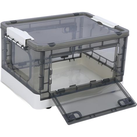 Boîte de Stockage Plastique Transparente 3 Portes à Roulettes Capacité Grande 27L Blanc pour Maison Bureau (1/5)