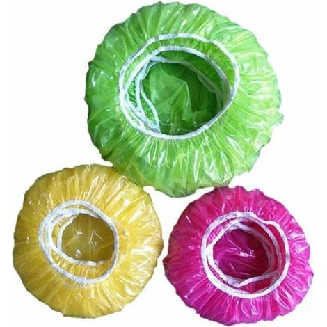 60 piezas de cubiertas elásticas reutilizables para alimentos, bolsas de almacenamiento frescas, cubiertas elásticas para alimentos para mantener las verduras frescas o para el hogar, gorro de ducha d (1/4)