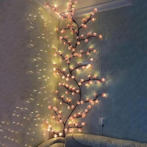 Ramo luminoso a LED a forma di fiore di ciliegio, con 72 LED, telecomando e 8 modalità di illuminazione, ideale per uso domestico. (1/5)