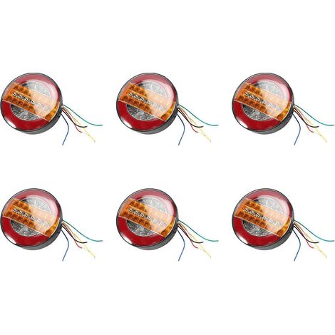 Feu arrière dynamique LED 6 x 4 pouces pour remorque, 24 V, feu stop LED rond type hamburger pour voitures, bateaux et caravanes (1/5)