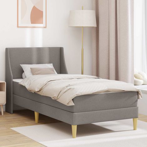 vidaXL Bettgestell mit Matratze Taupe 80x 200 cm Polyester (1/5)