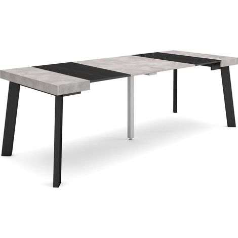 Skraut Home - Table console extensible, Console meuble, 220, Pour 10 personnes, Pieds en bois, Style moderne, Gris Ciment (1/5)