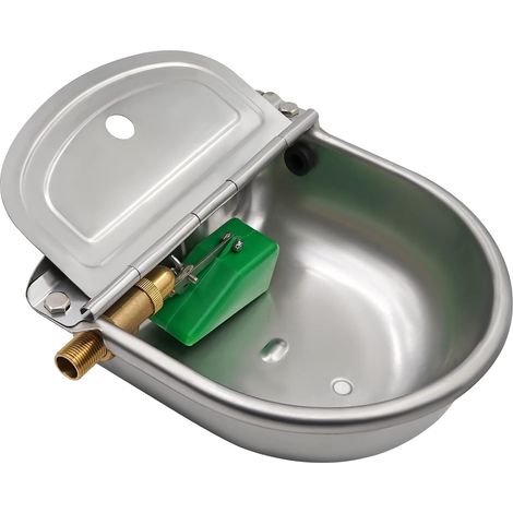 Abreuvoir Automatique en Acier Inoxydable pour Bétail, Élevage et Animaux, avec Robinet Flotteur en Laiton Réglable 1/2" et Bouchon de Vidange pour Chevaux, Chèvres, Moutons et Chiens (1/5)
