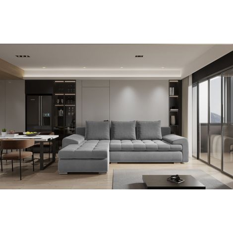 Kaiser Möbel Elegantes und modernes Ecksofa TOMI Castel Grau Links (1/4)