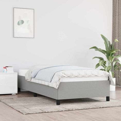 Estructura de cama sin colchón tela gris claro 90x190 cm (1/5)