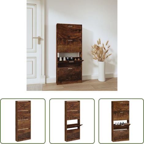 Schuhschrank Räuchereiche - Schuhschrank Räuchereiche 59x17x150 cm Holzwerkstoff (1/5)