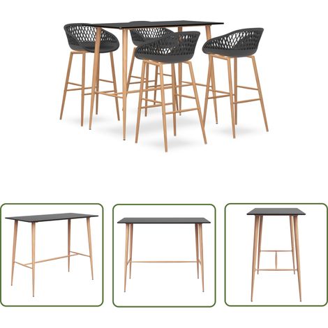 vidaXL 5-tlg. Bar-Set Schwarz und Grau (1/5)