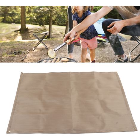 Tapis ignifuge en fibre de verre résistant aux hautes températures, idéal pour barbecue, camping et pique-nique - 46x44cm