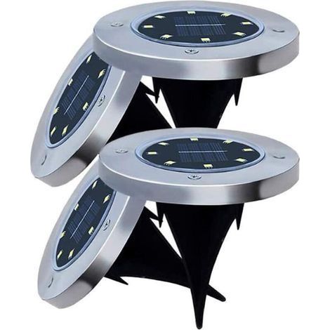 4PCS Lampe Solaire au Sol Exterieur Lumière Douce et Chaud Ensevelies Atomique avec 8 LED IP65 Etanche Projecteur pour Jardin Escalier Cour Chemin