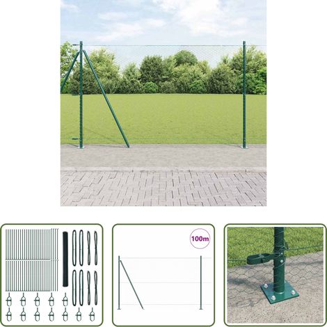 Poteaux de clôture - Poteau de clôture. Vert 100 x 1,6 m (treillis de 25 mm) (1/5)