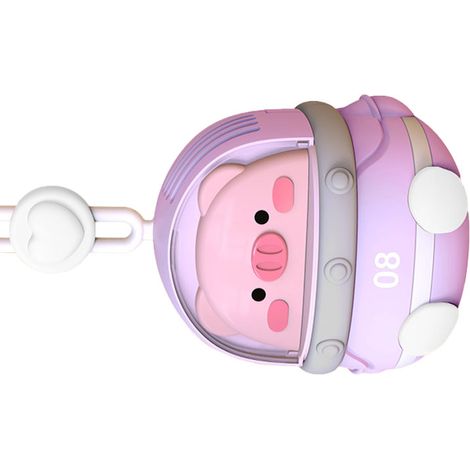 Nackenventilator, USB-Anschluss, wiederaufladbar, tragbar, niedliches Cartoon-Tiermotiv, 3 Geschwindigkeitsstufen, elektrischer kleiner Ventilator, lila (1/5)