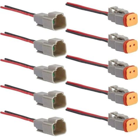 Ensemble 5 Paires Connecteurs Imperméables 2 Pôles Mâle Femelle 16AWG pour Automobile Moto Bateau (1/4)