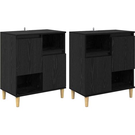 2 pcs Buffet，Meuble de Rangement，Bahuts Chêne noir 60 x 35 x 70 cm Bois d'ingénierie CFW704397 (1/5)