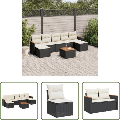 vidaXL Set de sofás de jardín 8 piezas y cojines ratán sintético negro (1/5)