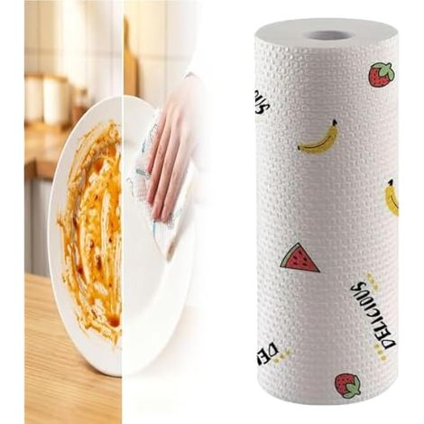Lot de 50 chiffons de nettoyage réutilisables, lavables, humides et secs, chiffons de vaisselle, chiffons jetables détachables, chiffons de nettoyage pour cuisine, serviettes humides et sèches (1/5)