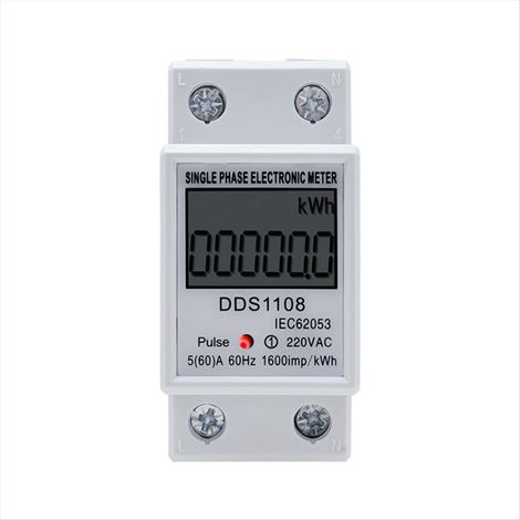 Adecuado para el medidor de electricidad digital DDS1108, medidor de potencia multifunción, pantalla LCD, kilovatios-hora (kWh), monofásico 220 V CA 60 Hz